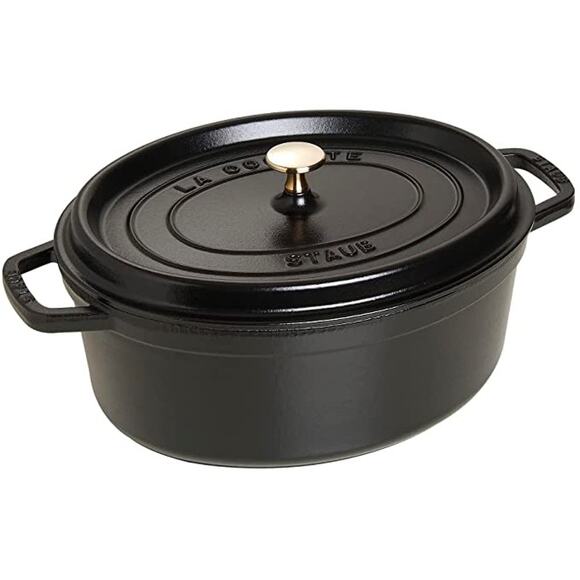 Staub Cocotte Ovale Coq Au Vin 5.75 QUART Black Pan Pot NEW - Picture 2 of 6